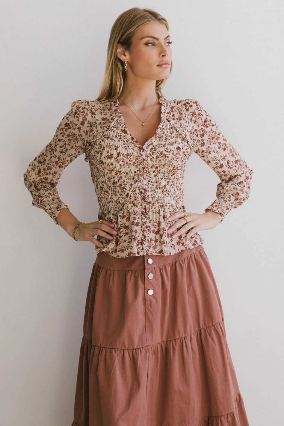 Vera Smocked Floral Blouse FINAL SALE