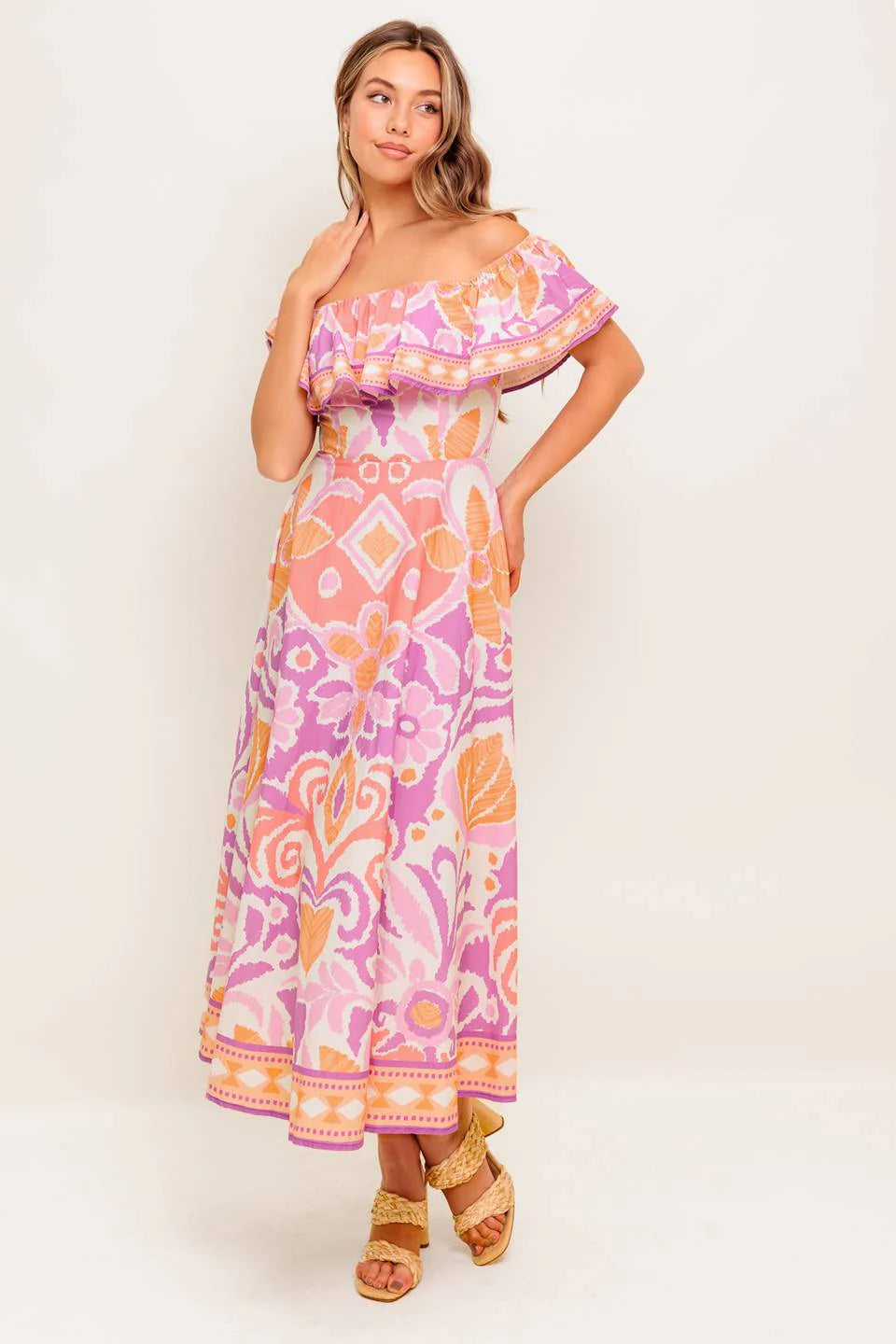 LILAH LAVENDER MIDI DRESS