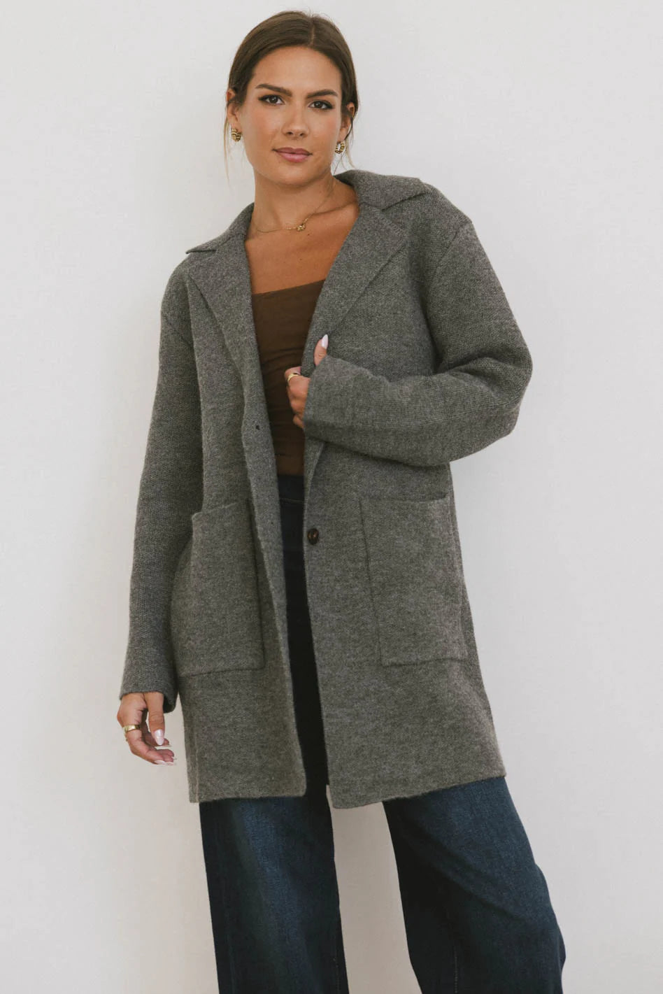 Micha Knitted Cardigan in Charcoal FINAL SALE