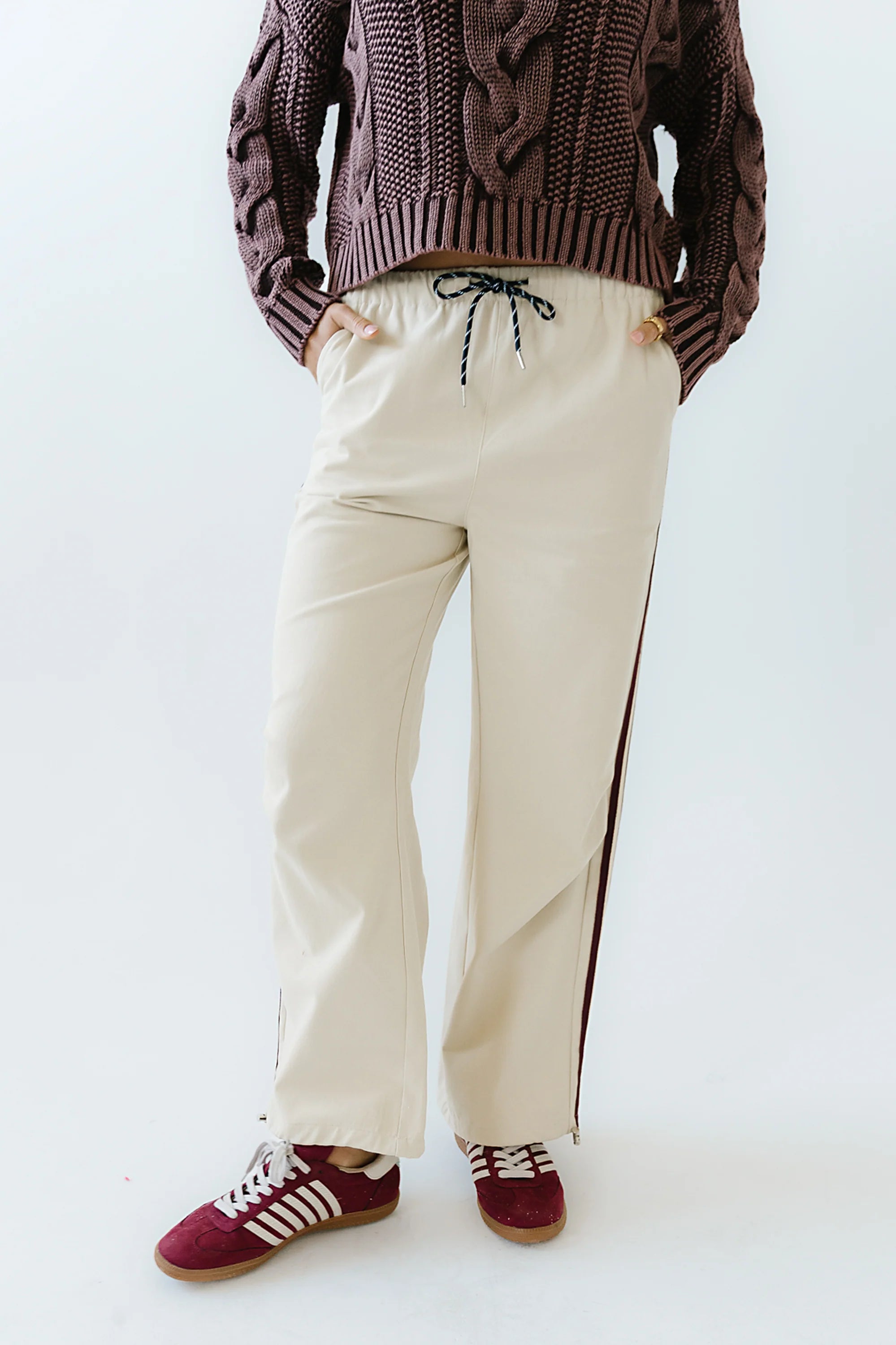 Franklin Striped Joggers in Cream