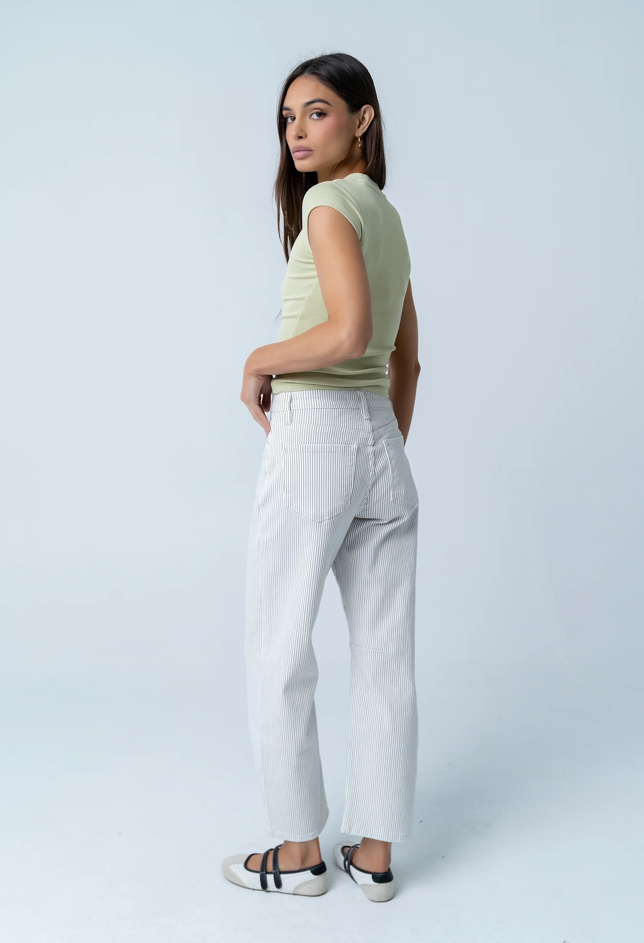 Tilly Striped Barrel Jeans