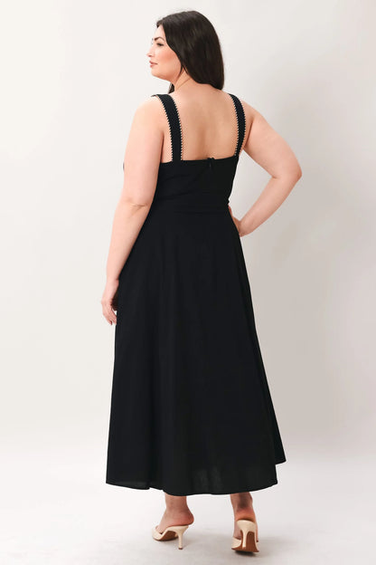 LOVELY NOIR BLACK MIDI DRESS
