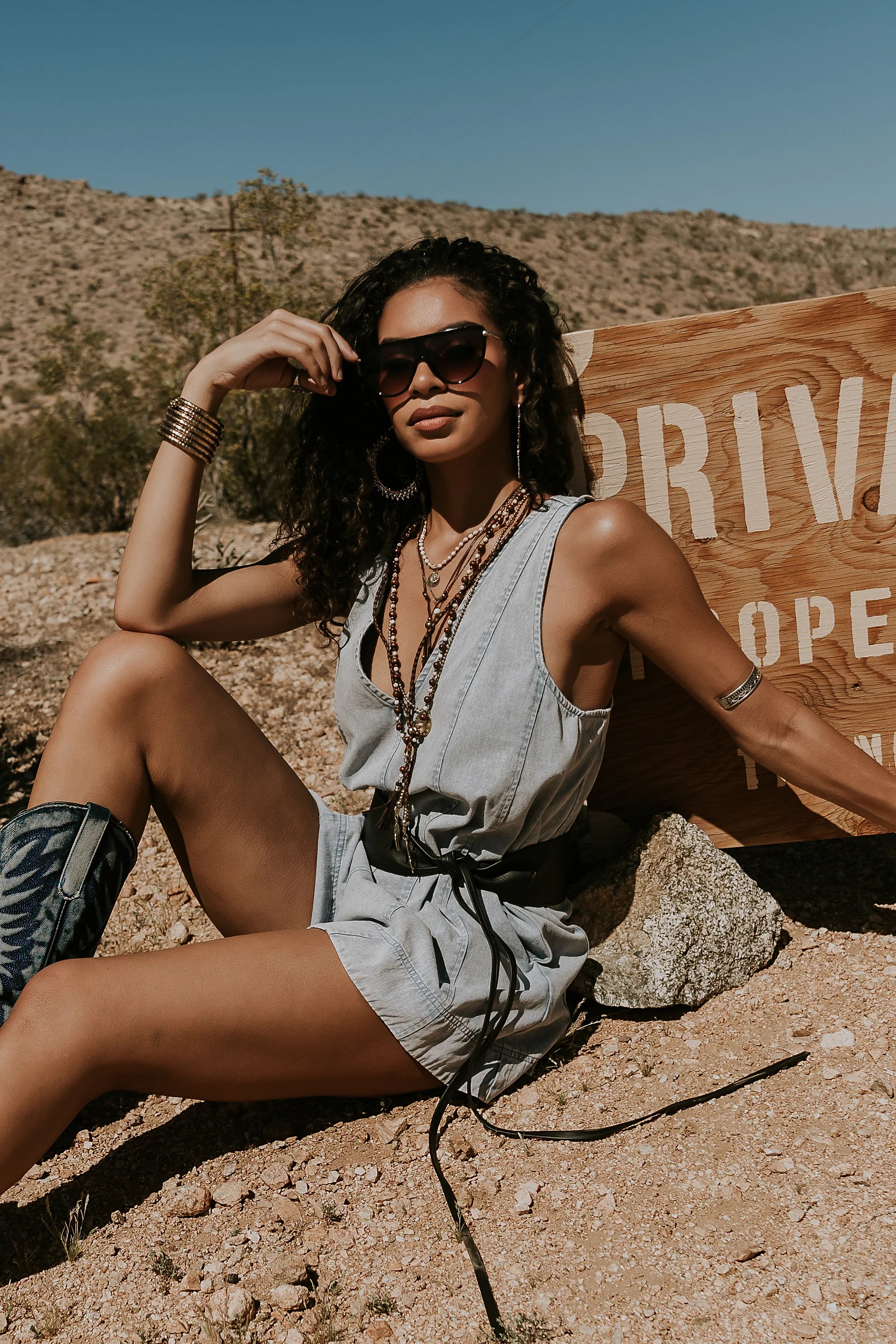 Trina Denim Romper