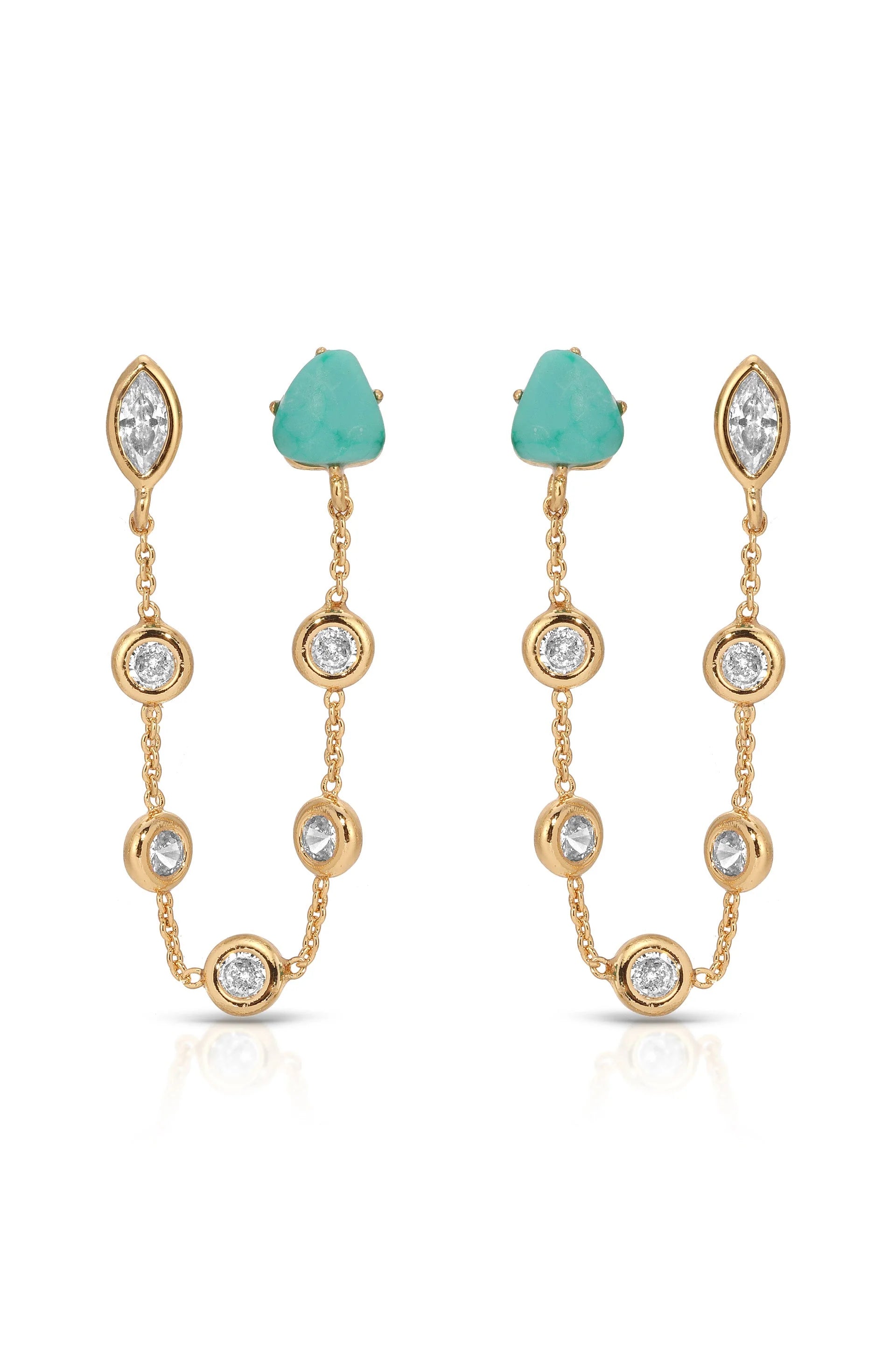 Double Piercing Turquoise Earrings