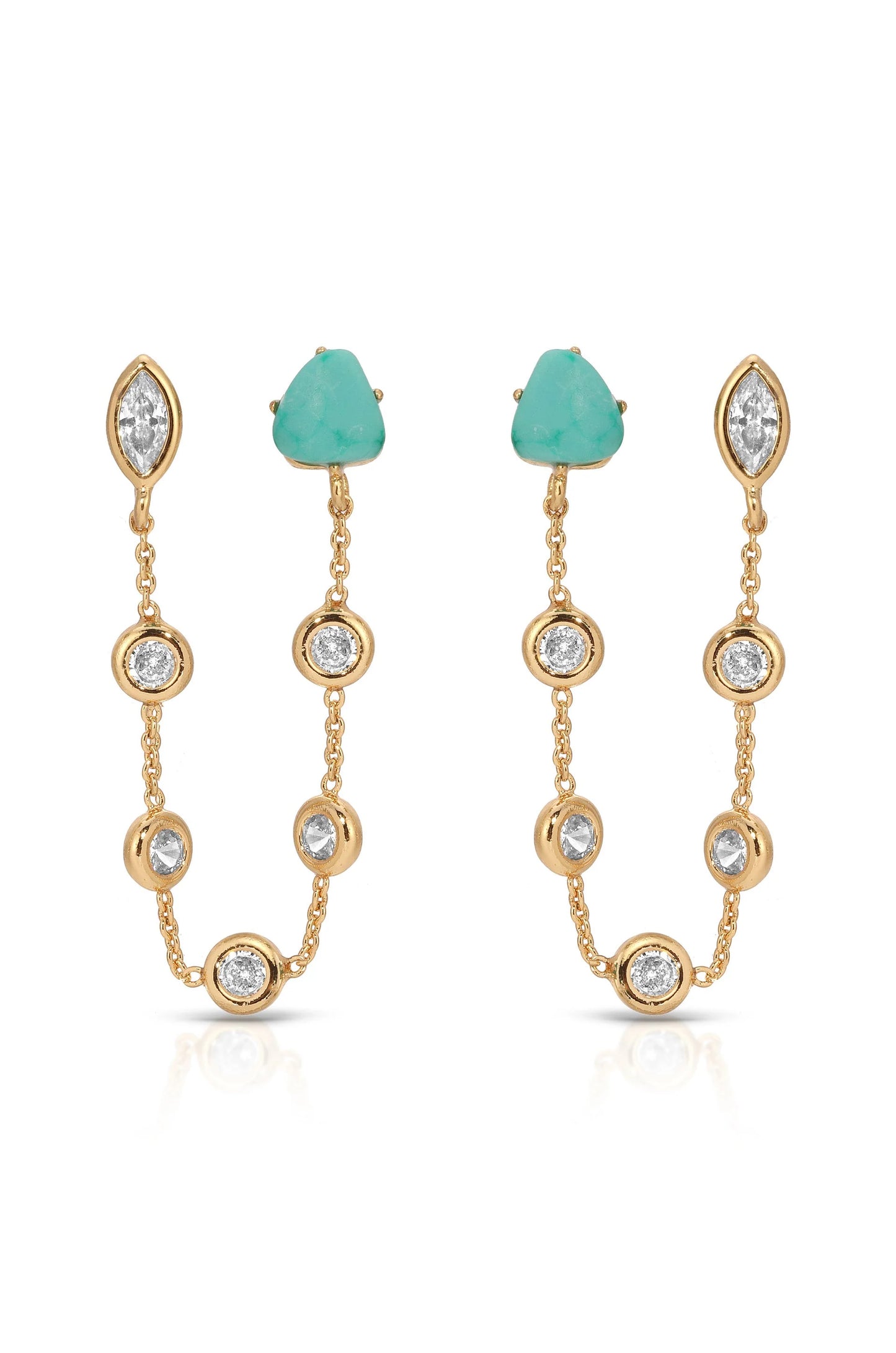 Double Piercing Turquoise Earrings