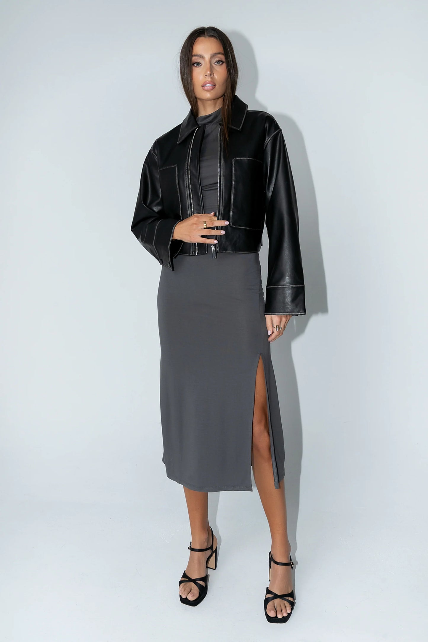 Jaymie Vegan Leather Jacket in Black FINAL SALE