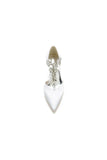 Chic Rhinestone Pointed Toe Ankle Strap Buckle Chunky Heel