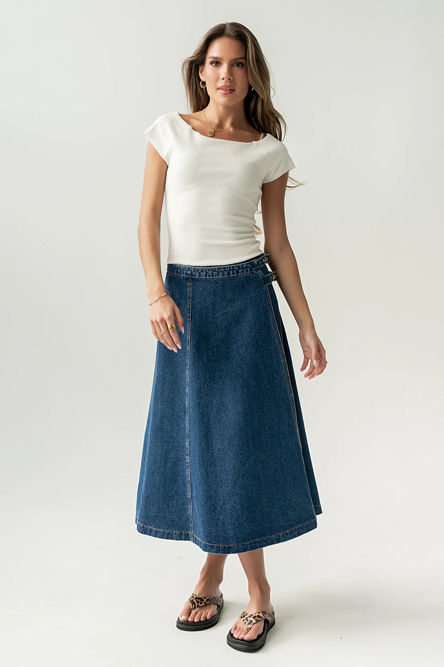 Carson Denim Midi Skirt