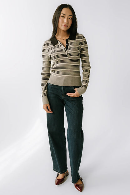 Romero Striped Sweater in Grey