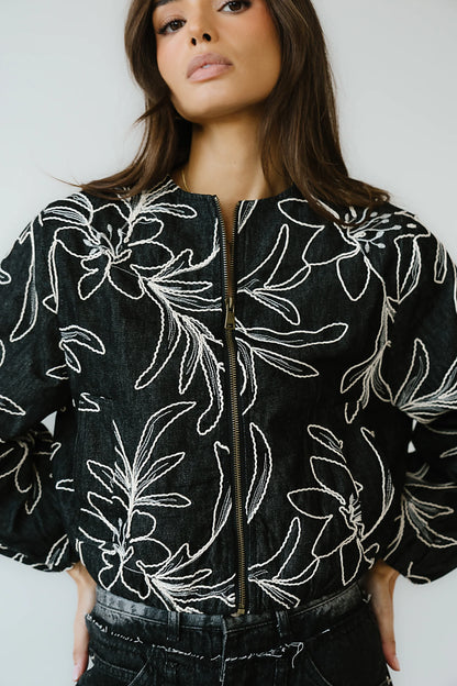 Sidney Embroidered Jacket in Faded Black