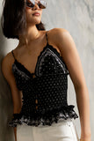 Keira Smocked Tank Top in Black