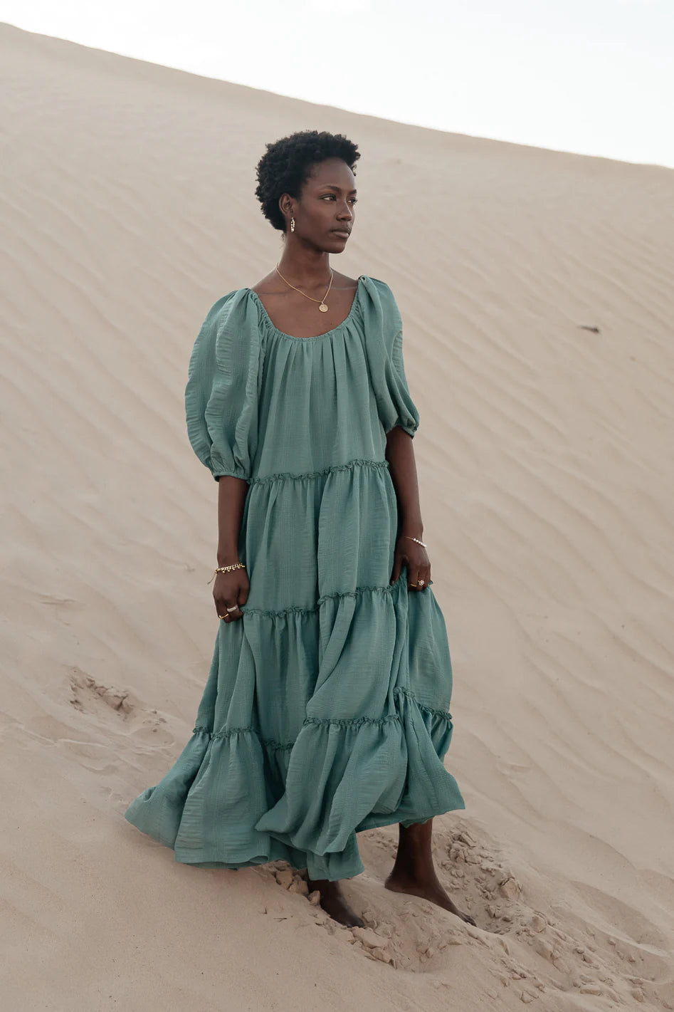 Corinne Tiered Maxi Dress in Blue FINAL SALE