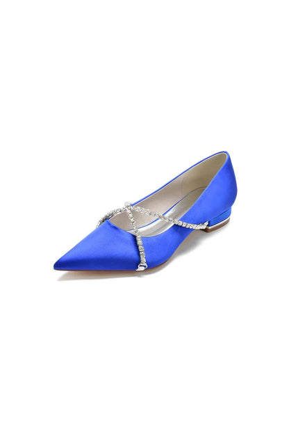 Pointed Toe Rhinestone Strap Kitten Heels