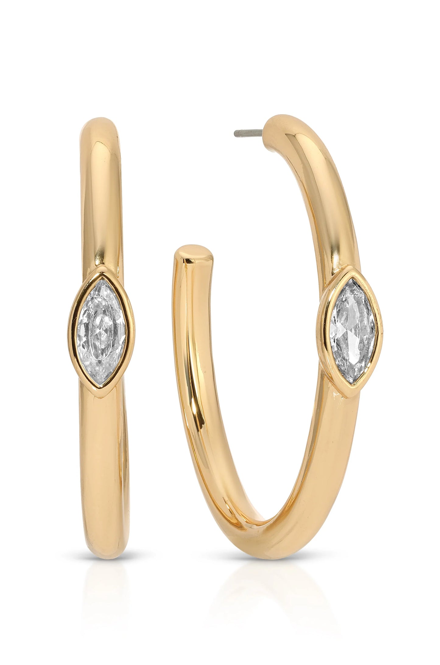 Large Marquise Crystal Hoops