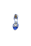Rhinestone Open Toe Buckle Strap Chunky Heels