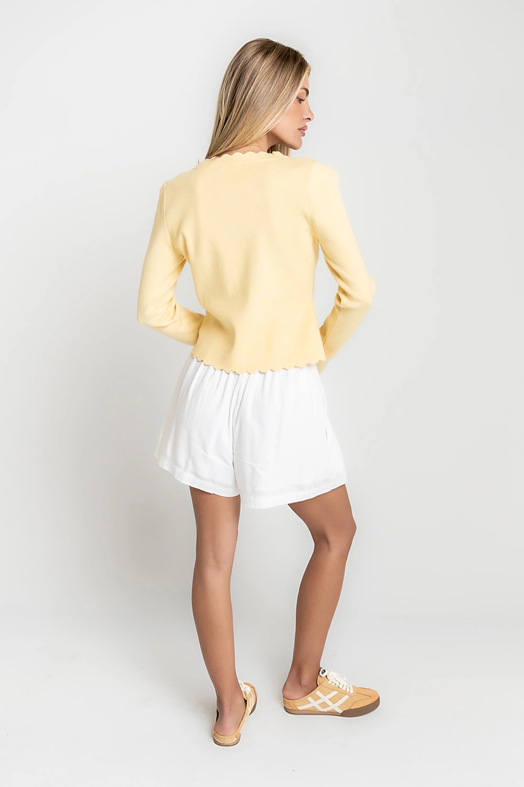 Suzy Scalloped Sweater in Yellow