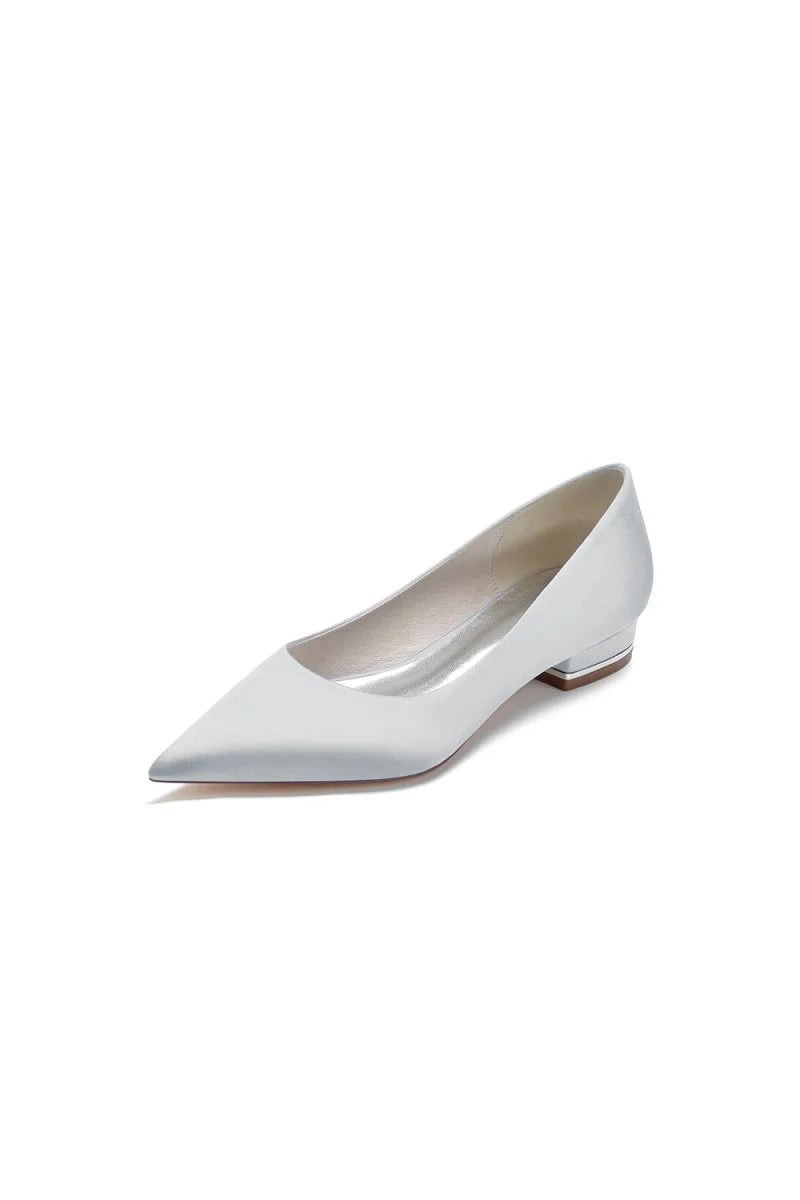 Simple Pointed Toe Satin Low Heels