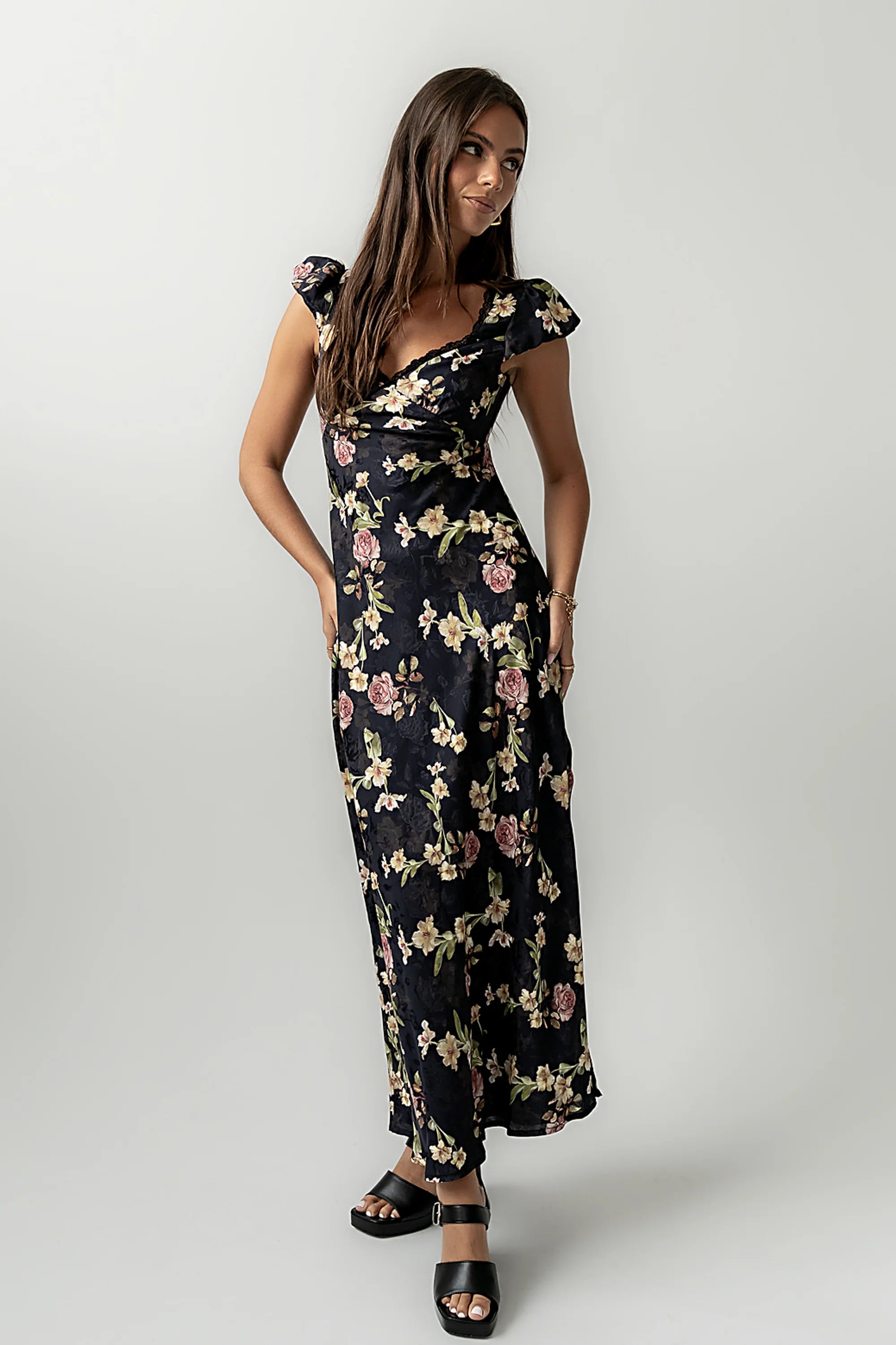Asa Floral Maxi Dress in Black FINAL SALE