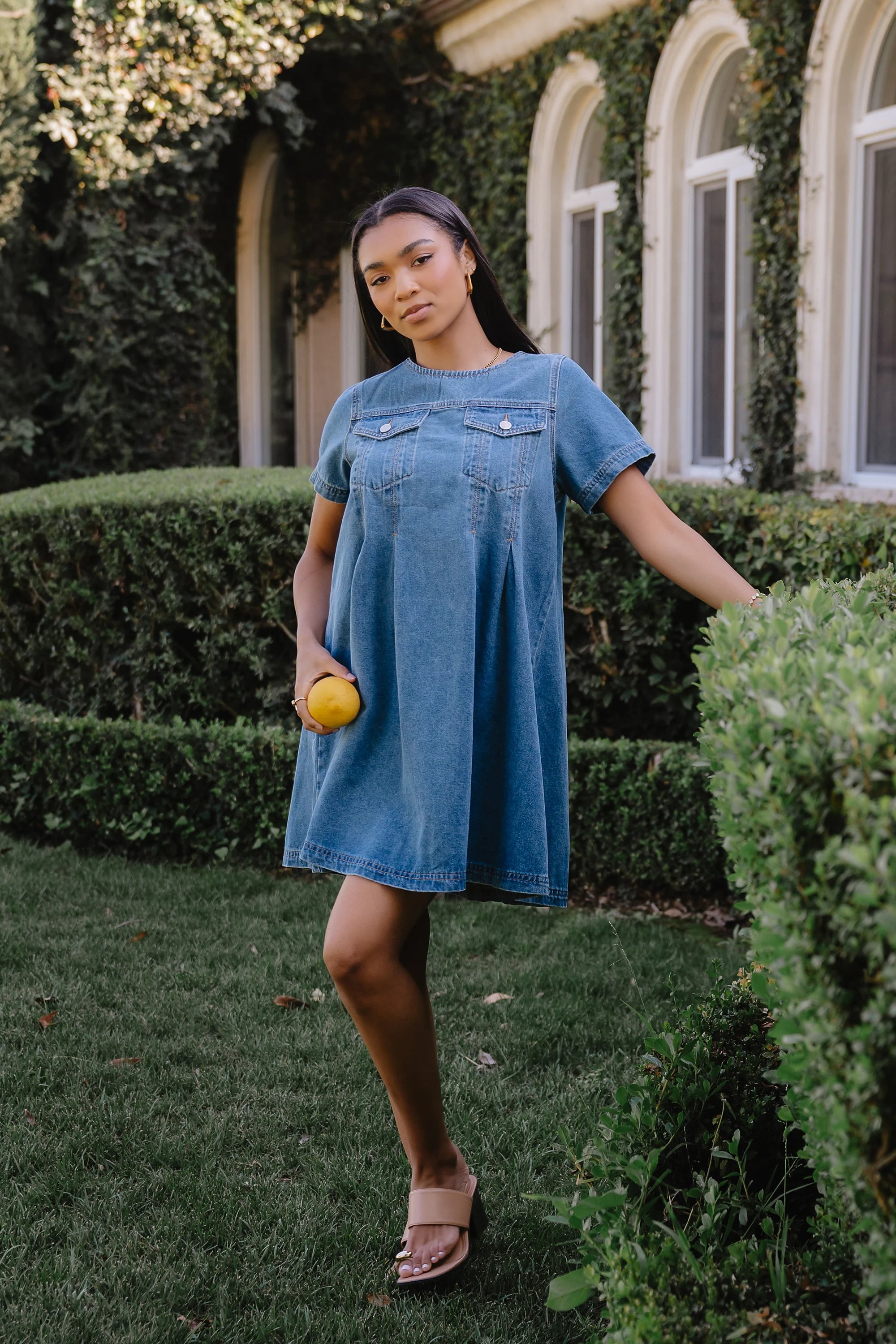 Zalara Denim Baby Doll Dress