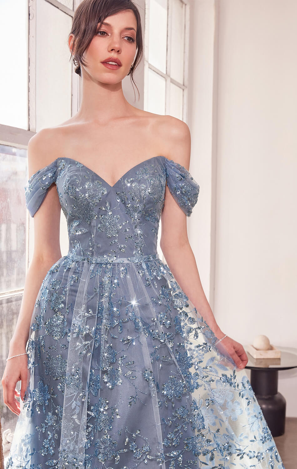Veronica Gown Glitter Print A line Dress