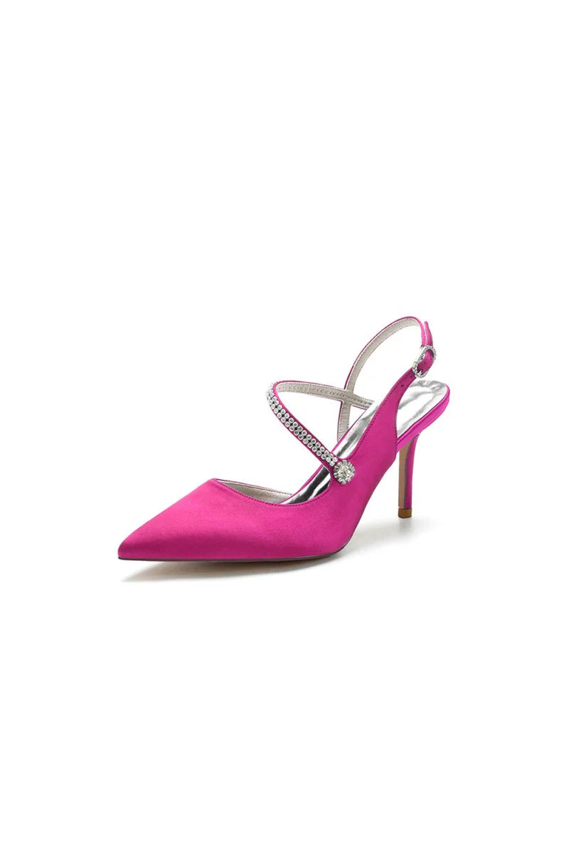 Crystal Strap Pointed Toe Stiletto Heel Shoes
