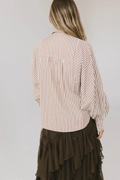 Niri Striped Button Up in Brown FINAL SALE