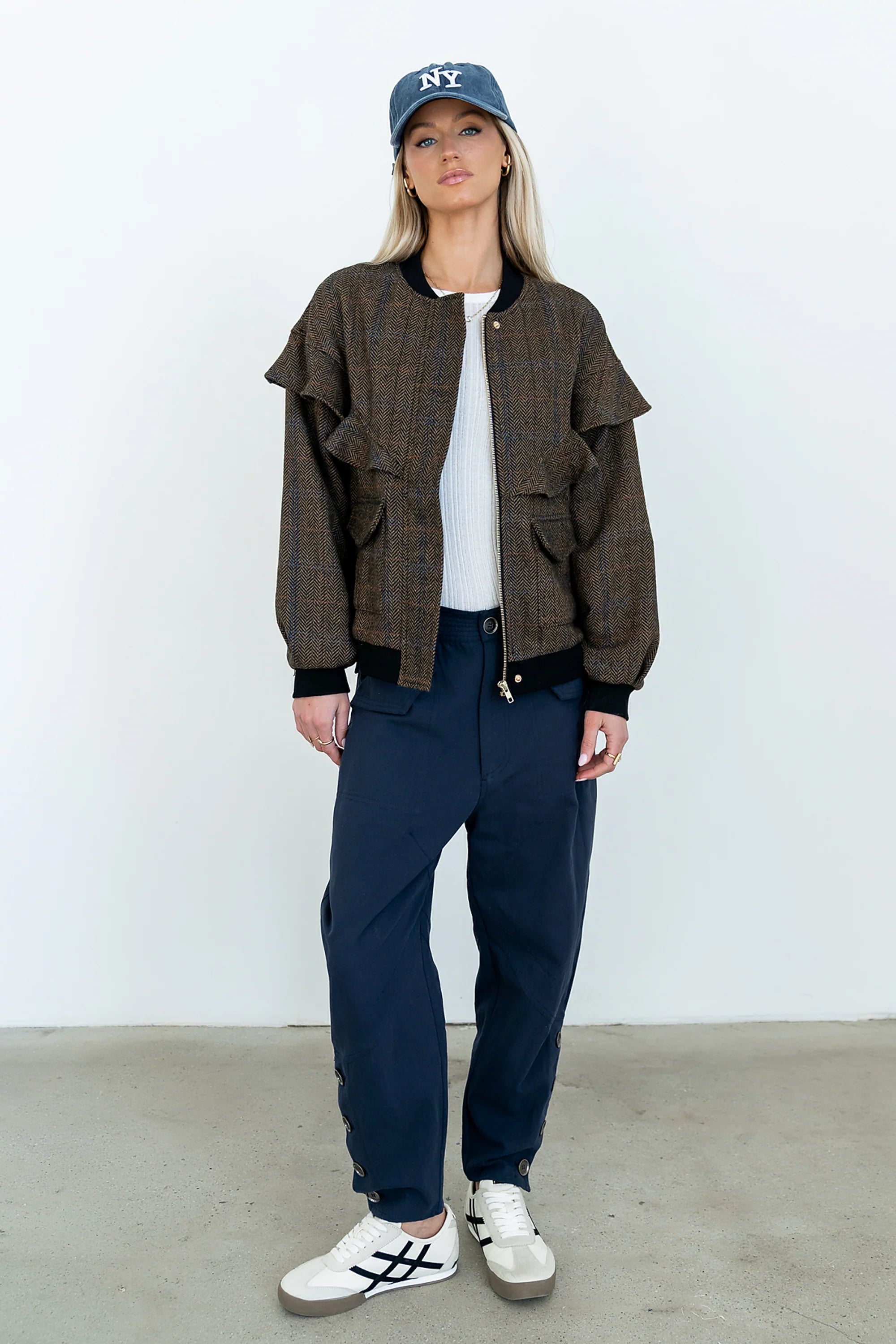 Ricky Herringbone Bomber Jacket