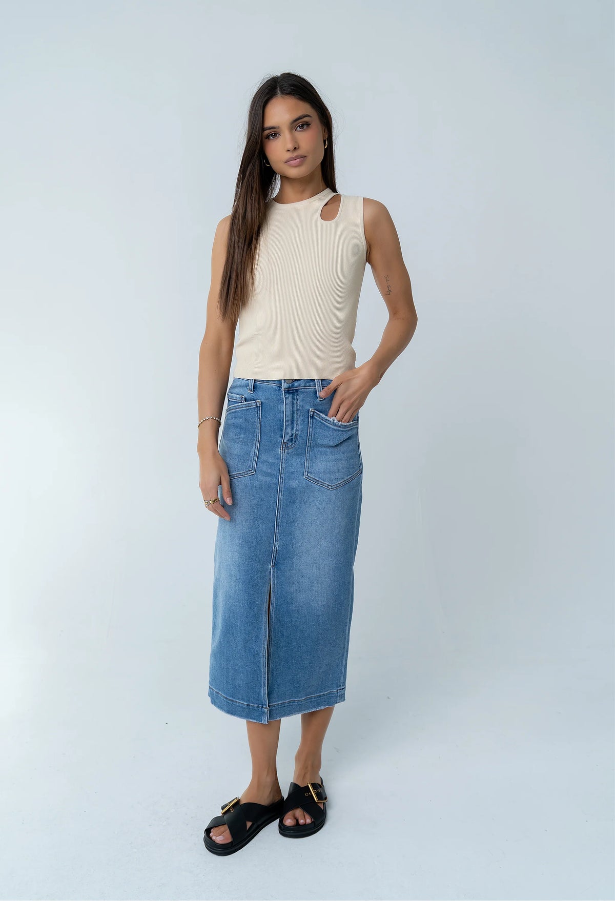 Landry Denim Midi Skirt