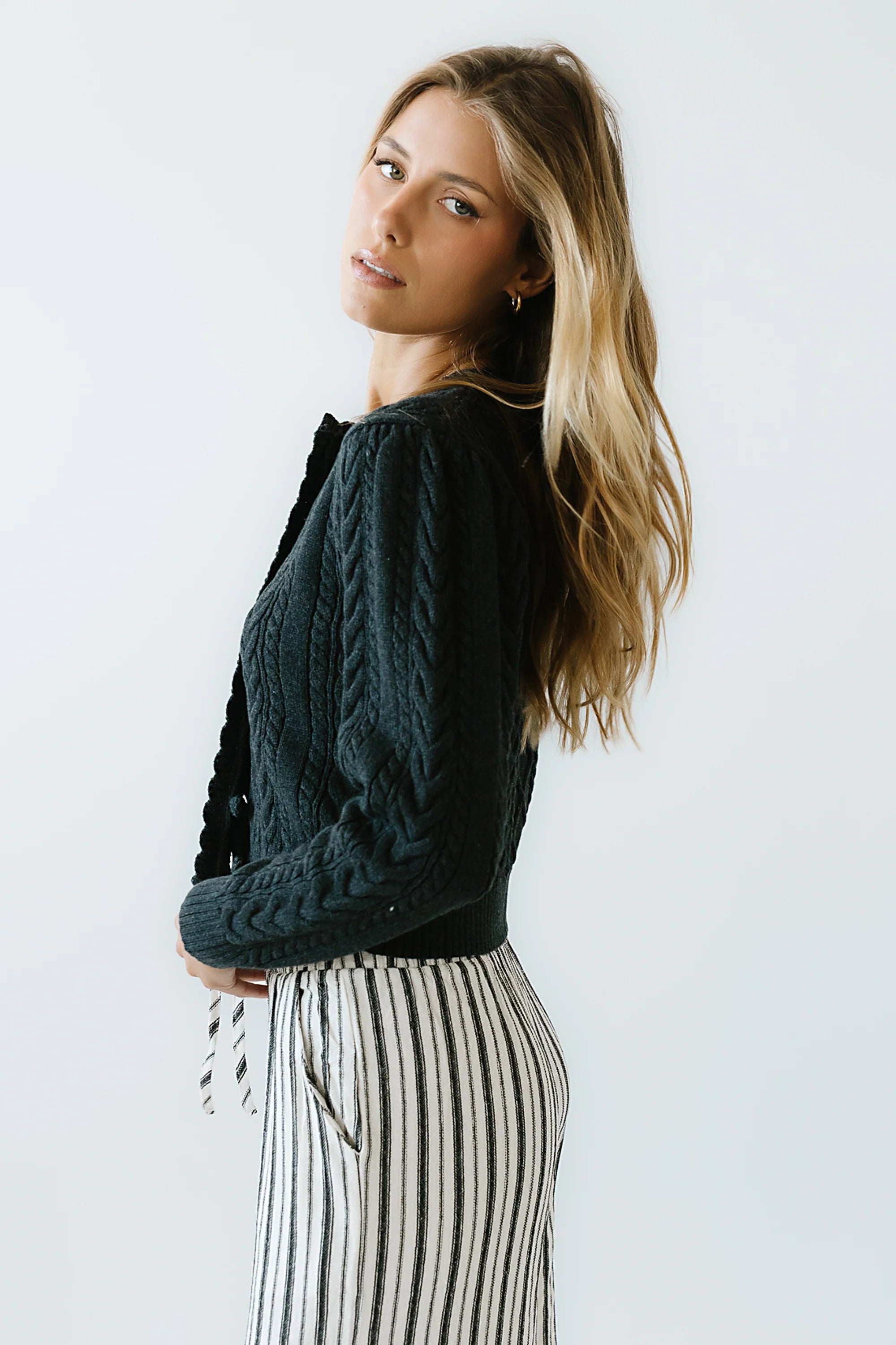France Knit Cardigan in Charcoal FINAL SALE
