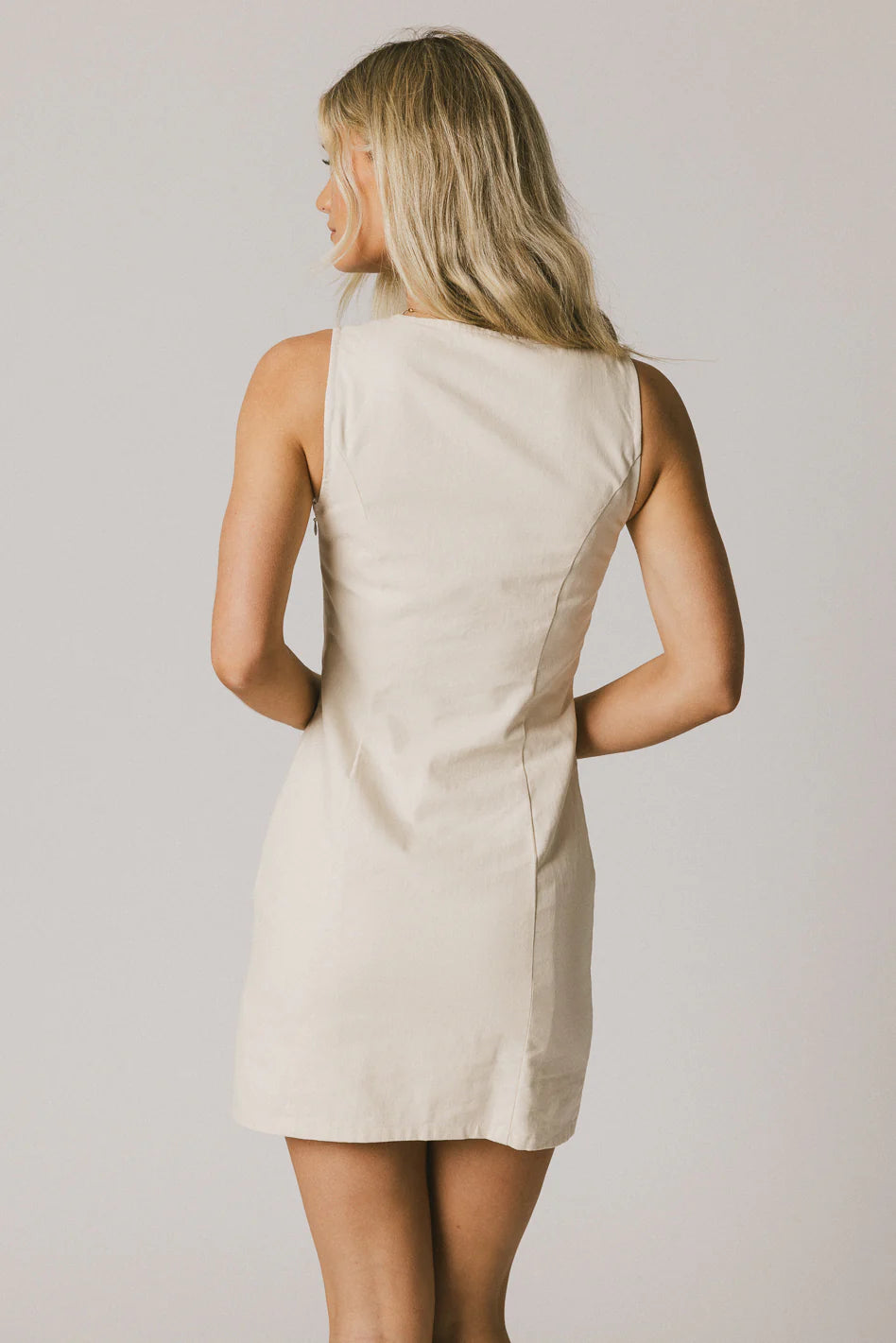 Jaclyn Fitted Mini Dress in Natural FINAL SALE