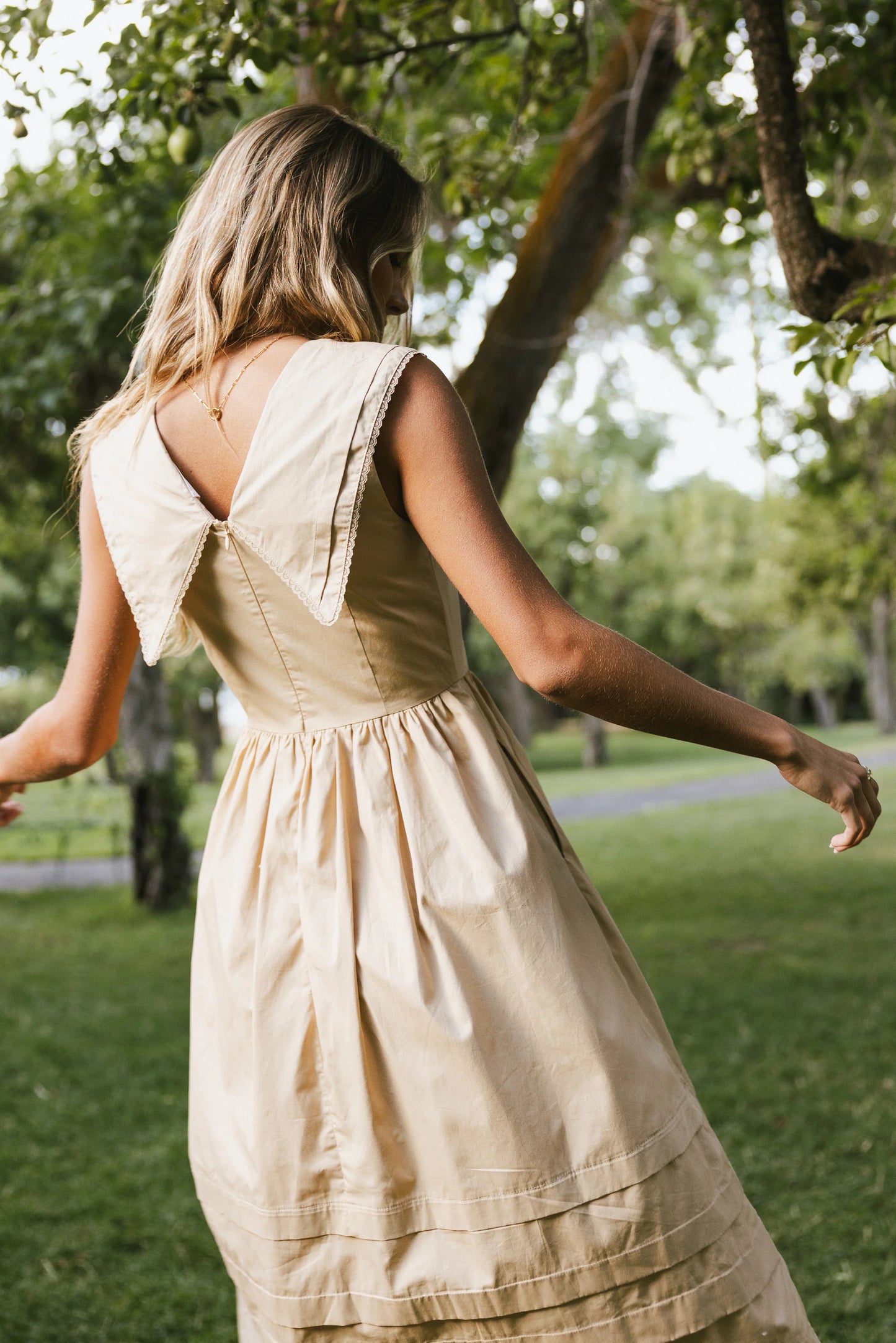 Louie Collared Midi Dress in Taupe FINAL SALE