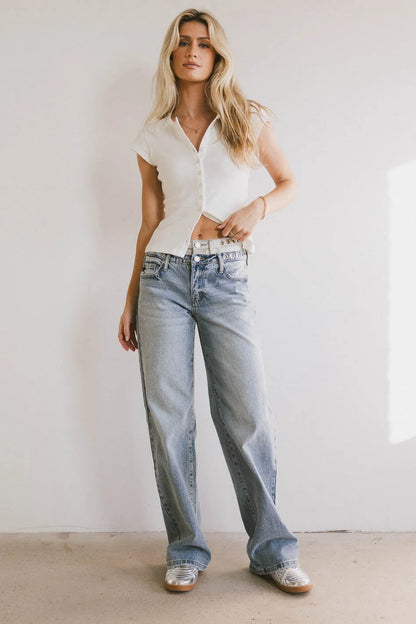Cierra Double Waisted Wide Leg Jeans FINAL SALE