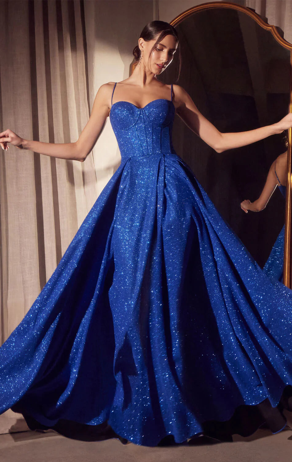 Krista Gown Glitter Dusted A line Bustier Dress