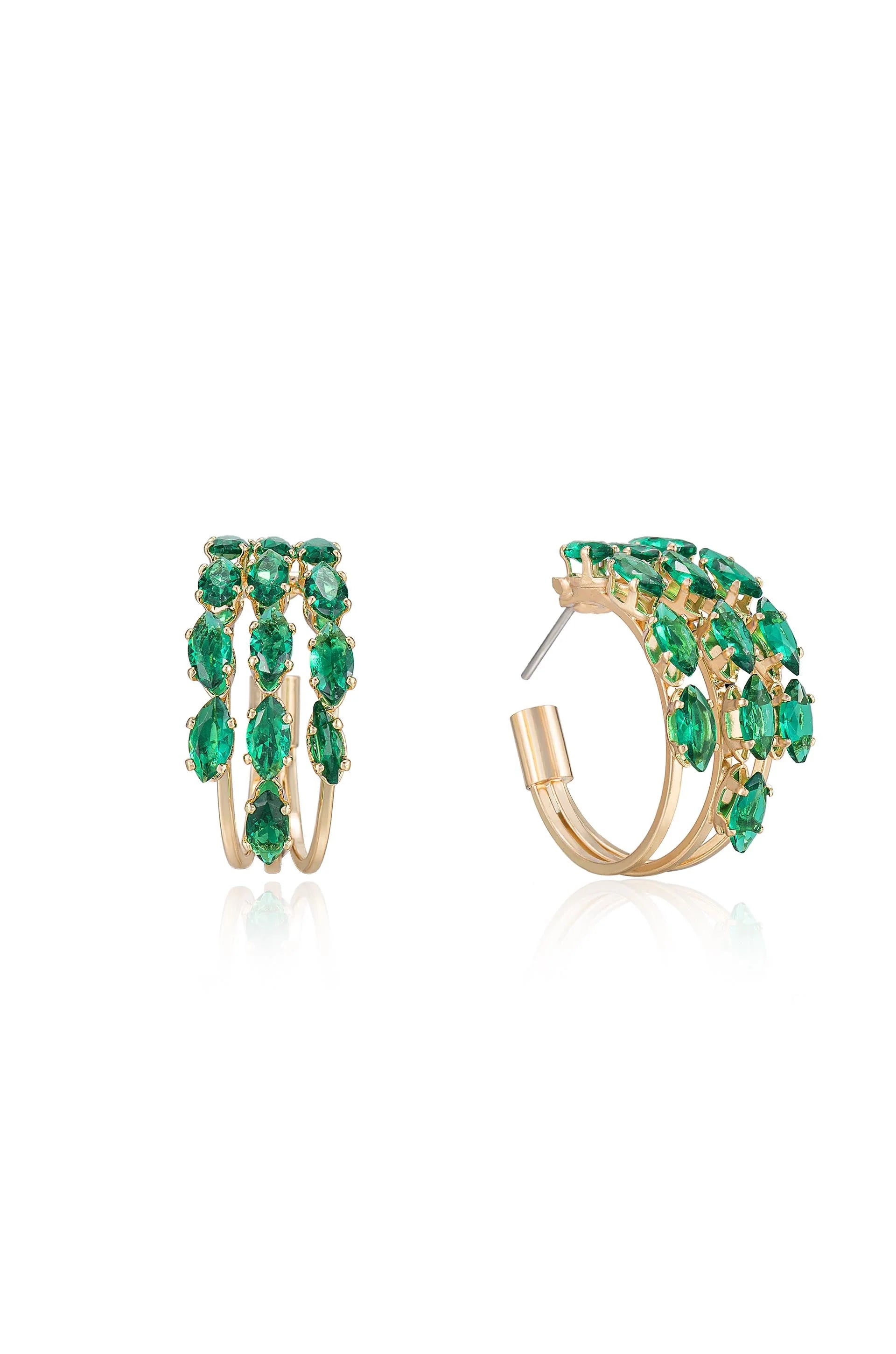 Multi Crystal Huggie Hoop Earrings