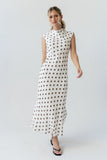 Tiffany Polka Dot Mock Neck Midi Dress