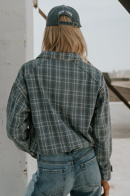 Regina Denim Jacket in Plaid Denim