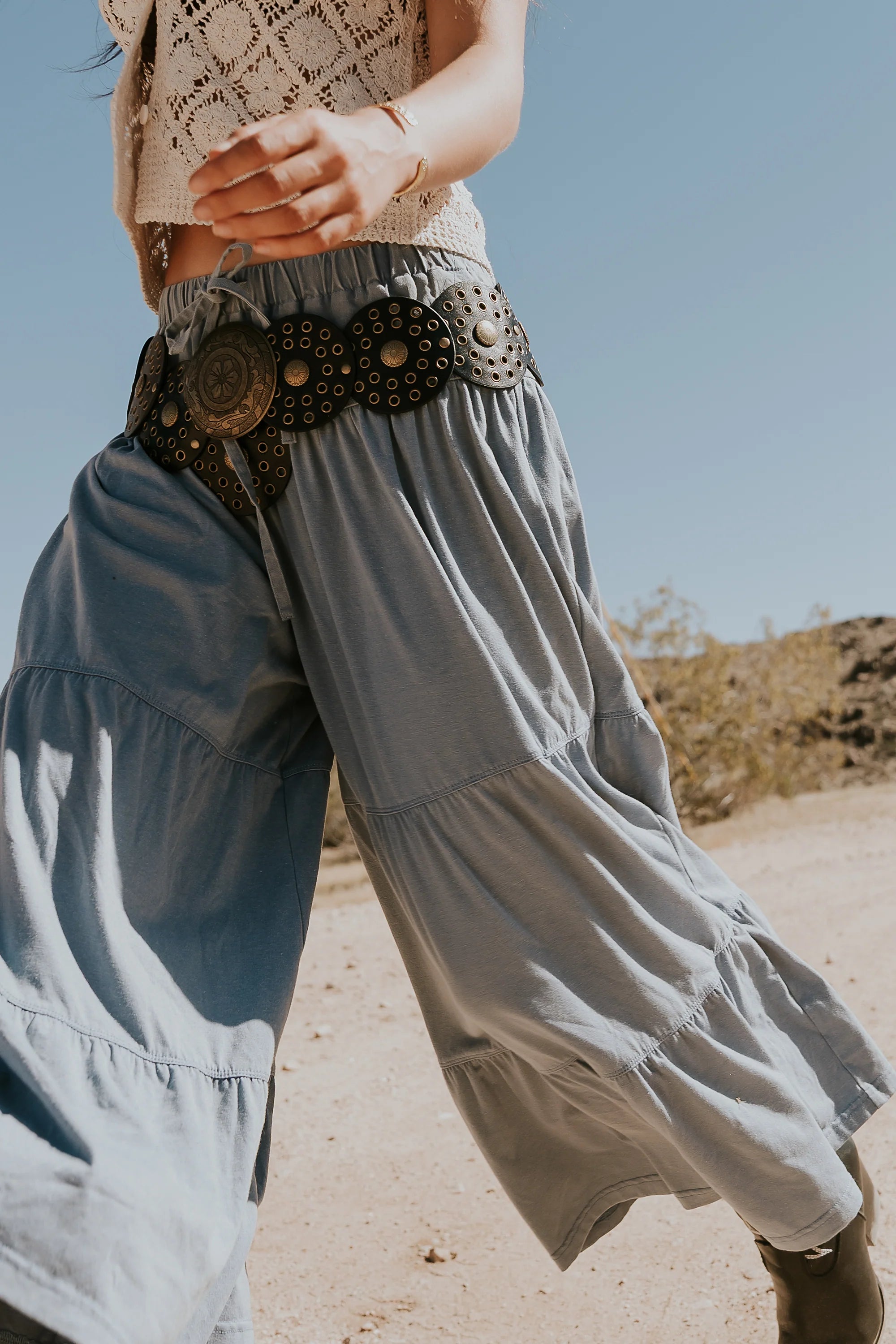 Asha Tiered Pants in Blue