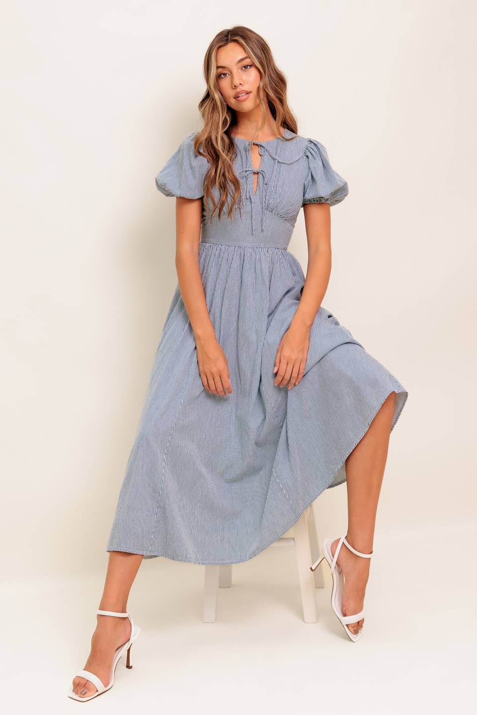 CHERIE MIDI DRESS BLUE FINAL SALE