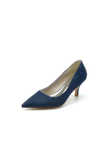 Lace Pointed Toe Kitten Heels