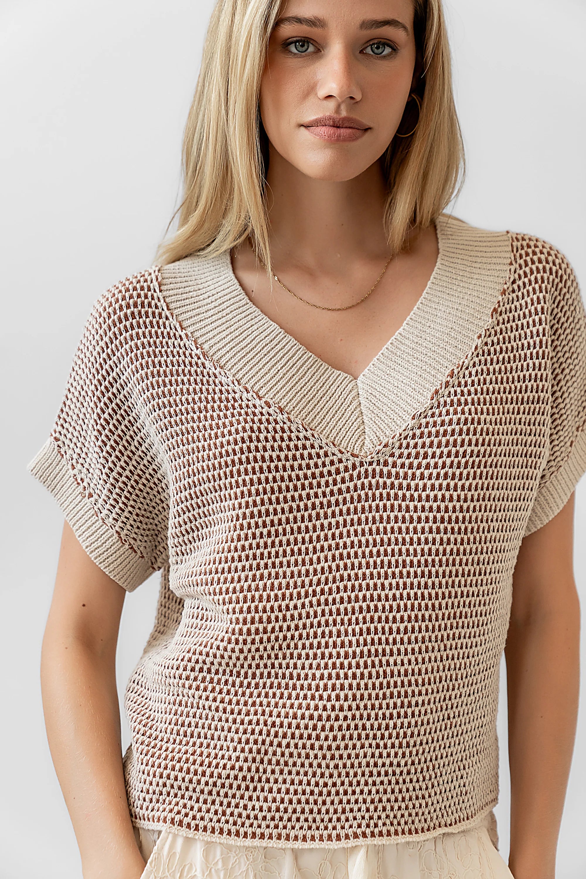 Saige Contrast Sweater in Oatmeal FINAL SALE