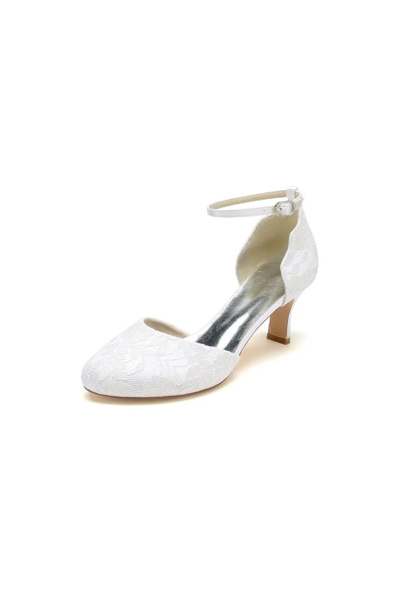 Elegant White Lace High Heels with Hollow out Design