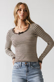 Kiya Striped Top in Brown
