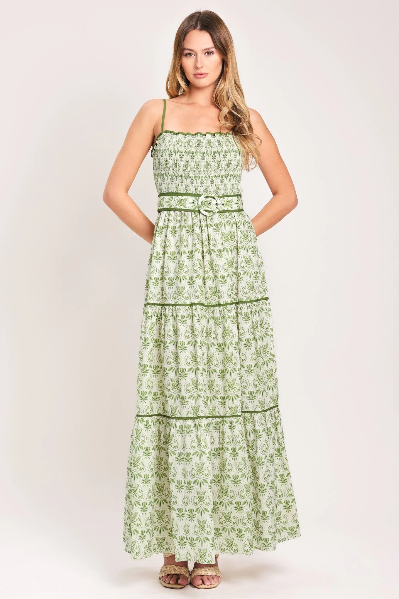 DAINTY FLORA GREEN MAXI DRESS