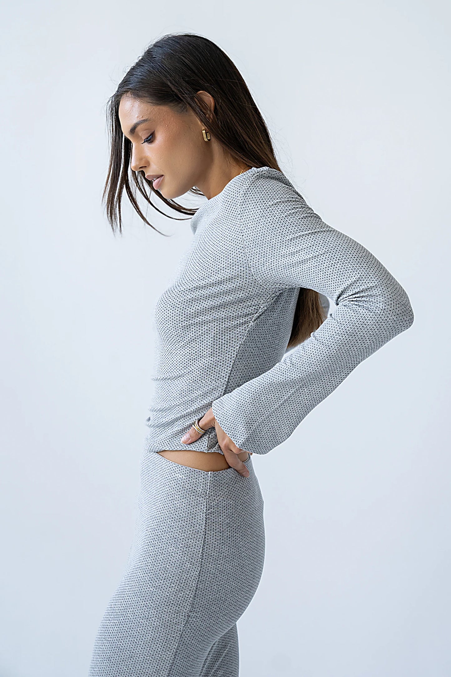 Bonnie Polka Dot Top in Grey