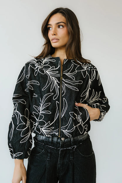 Sidney Embroidered Jacket in Faded Black