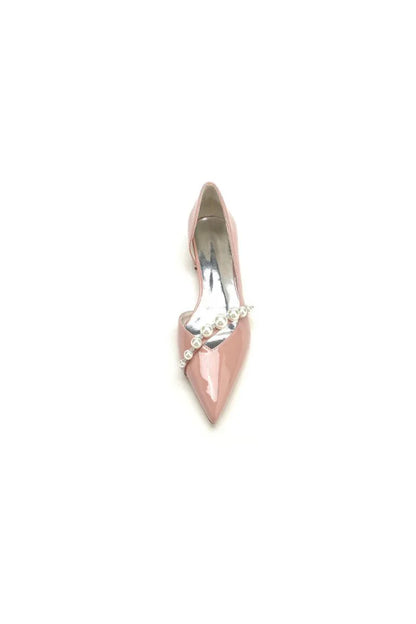Black High Heels with Pearl and Rhinestone Embellishments