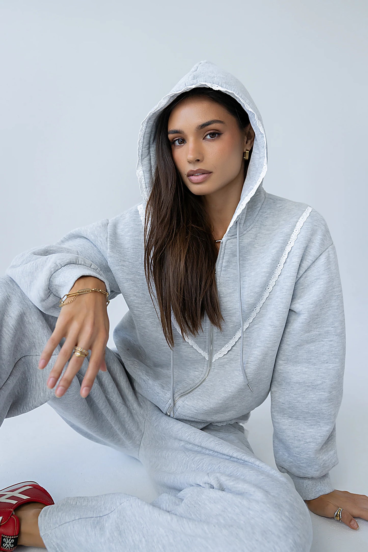 Sydney Lace Trim Zip Up