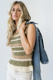 Tessa Striped Top in Olive