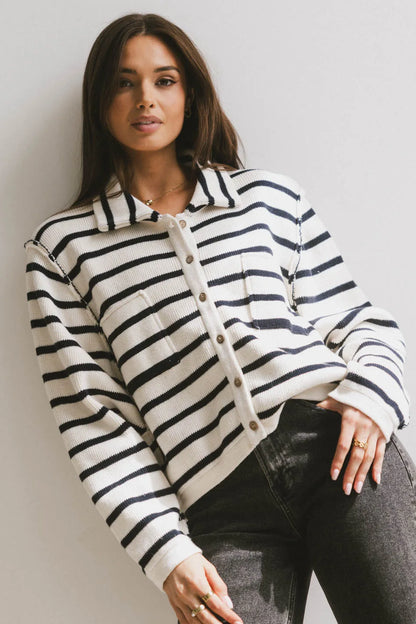 Harper Striped Cardigan in Navy FINAL SALE