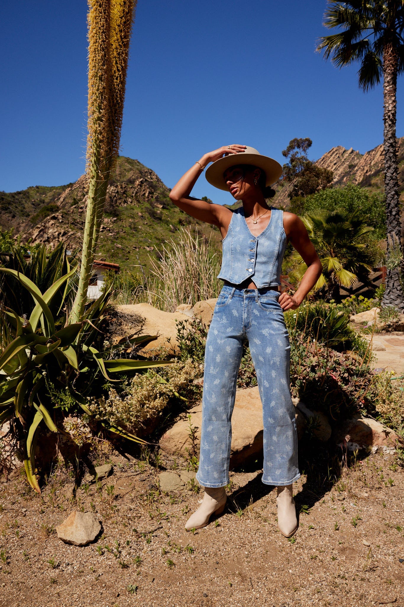 Shea Floral Straight Leg Jeans in Light Wash FINAL SALE